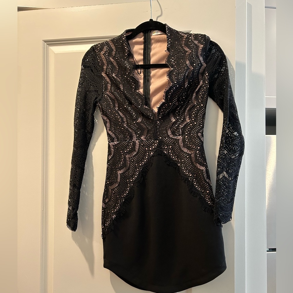 Black Hello Molly Lace Mini Dress